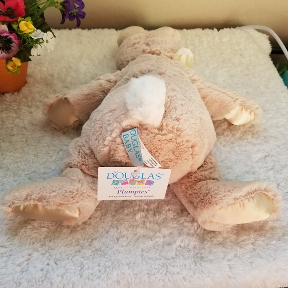 DOUGLAS BABY Bunny Plumpies Cuddle Toy Pink Satin Paws NWT - Picture 7 of 12